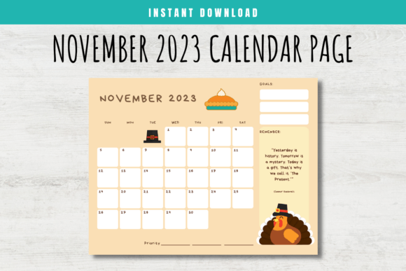 Download November 2023 Calendar Page for Kids - 2023 calendar Collection