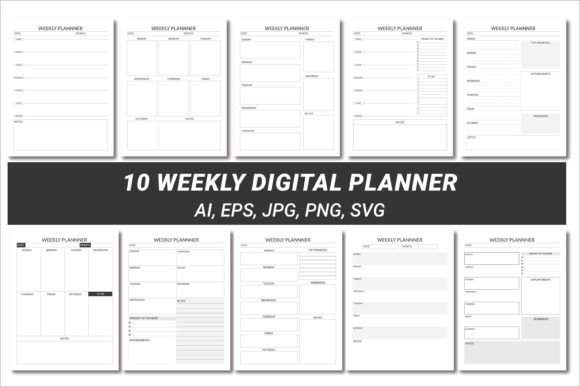 Download 10 Weekly Planner Editable KDP Interiors - Premium Resources