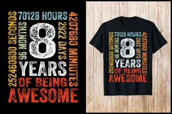 Download 8 Years Retro Birthday T-Shirt - 8 years Collection